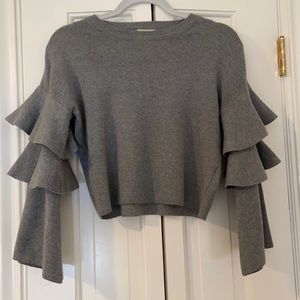 Gray Ruffle Sleeve Shirt